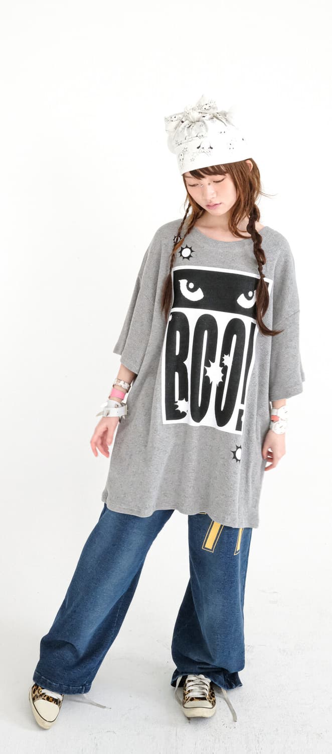 샵페어리 cat's eyes flower waffle top (grey) 상품이미지1