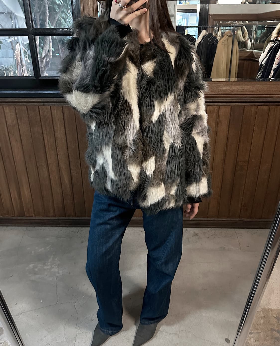 SENSE OF PLACE faux fur mixed jacket 상품이미지4