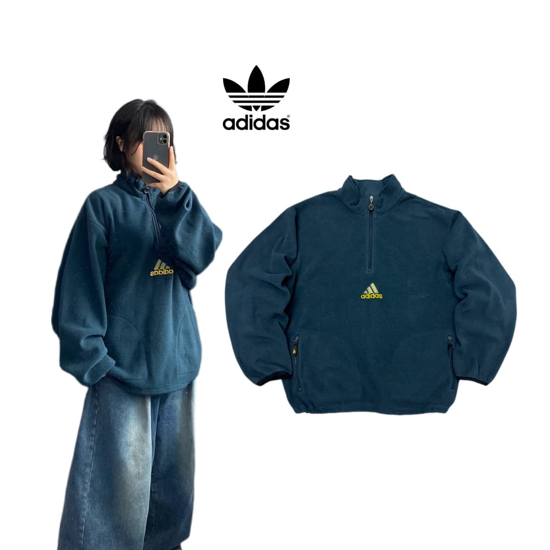 아디다스 90s 올드스쿨 오버핏 아노락 플리스  상품이미지1