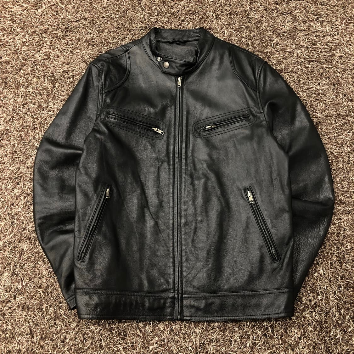 US 폴로 에센 소가죽 바이커 레더 가죽 라이더 자켓 상품이미지1