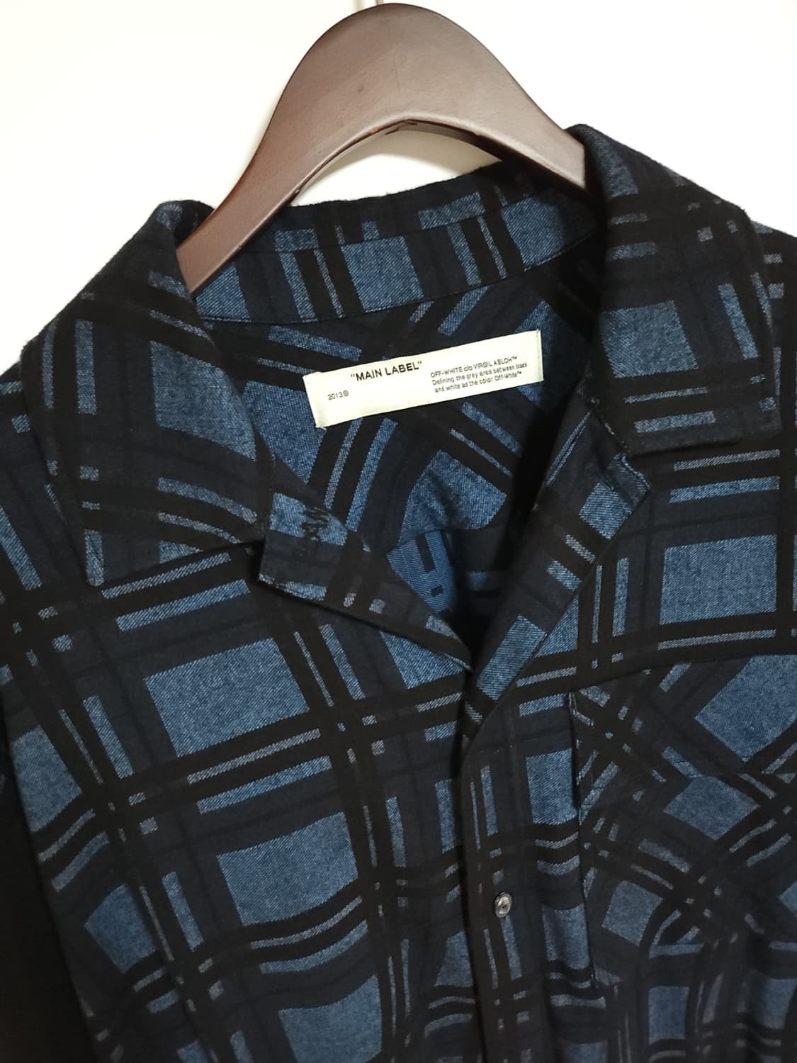 M 오프화이트 블루 슬리브 체크 애로우 남성 셔츠 a133053 상품이미지2