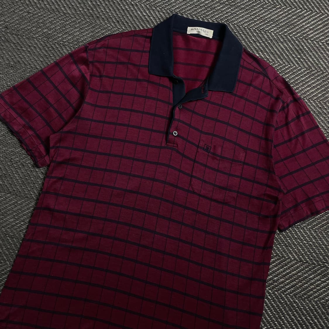 90s 발망 아카이브 체크 패턴 카라넥 반팔 티셔츠 y 3994 상품이미지1