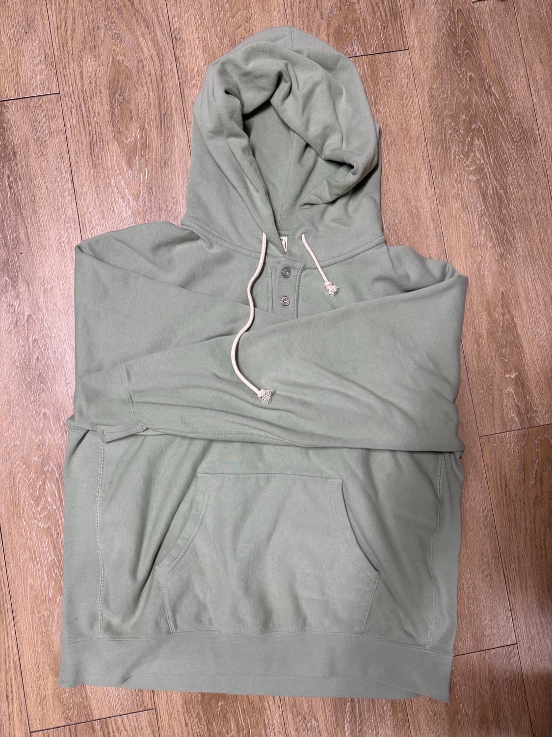 KHAKIS 카키스 후드티 Half Button Hoodie Moss 상품이미지2