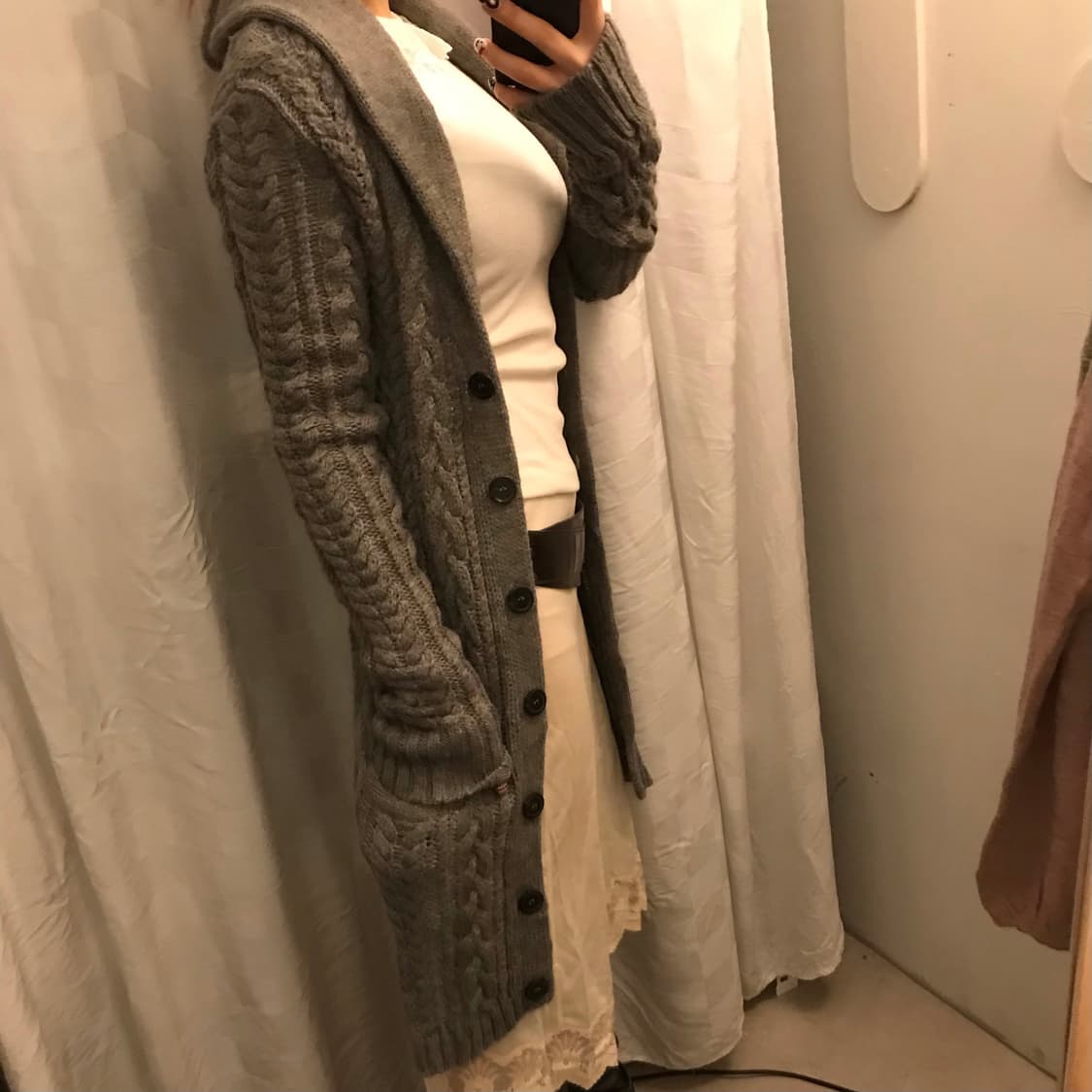 Moussy 마우지 알파카 오네갸루 숄카라 니트 롱가디건 상품이미지4