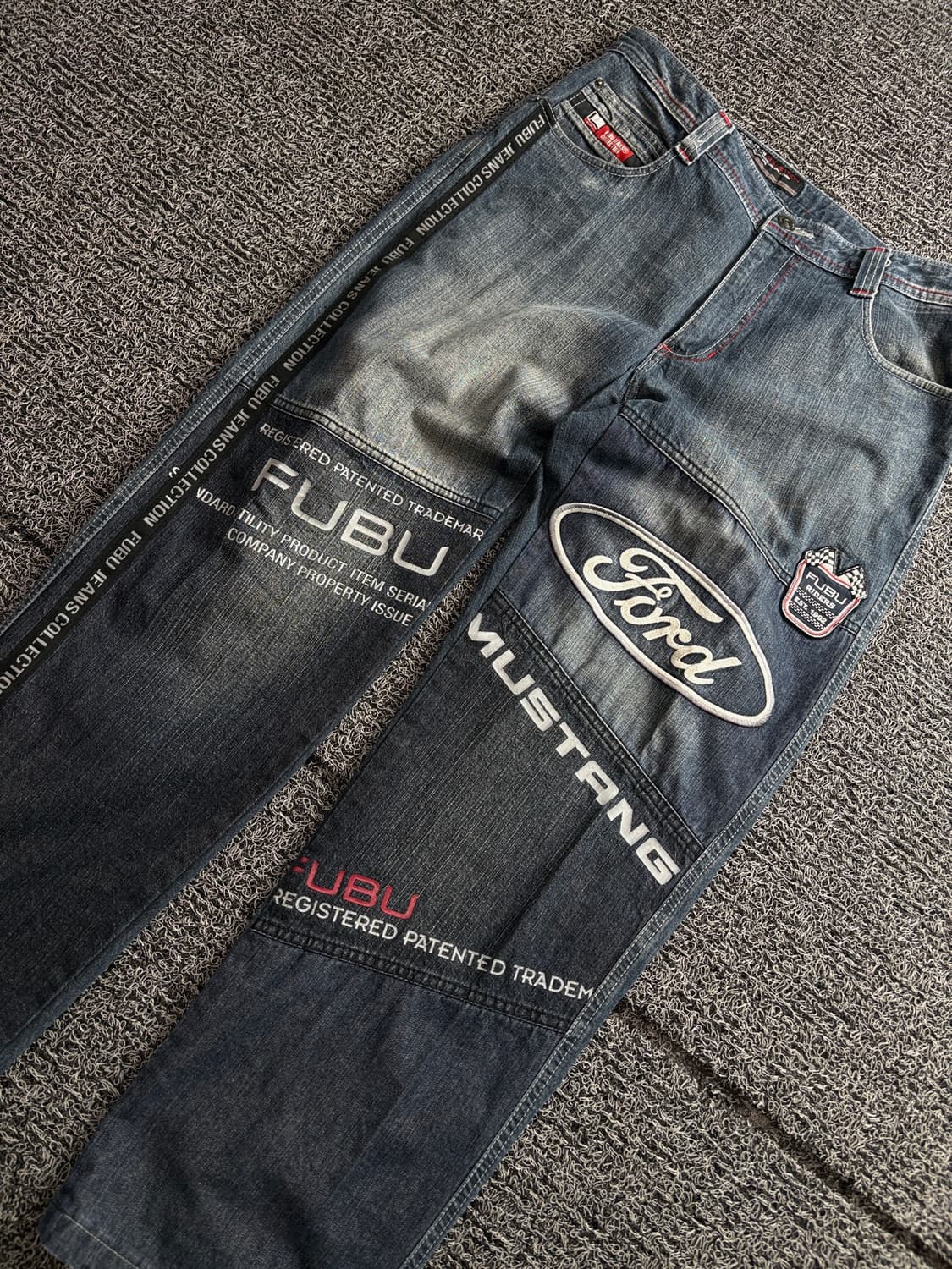 FUBU x 포드 머스탱 스트릿 빈티지 레이싱 데님 팬츠 5012 상품이미지3