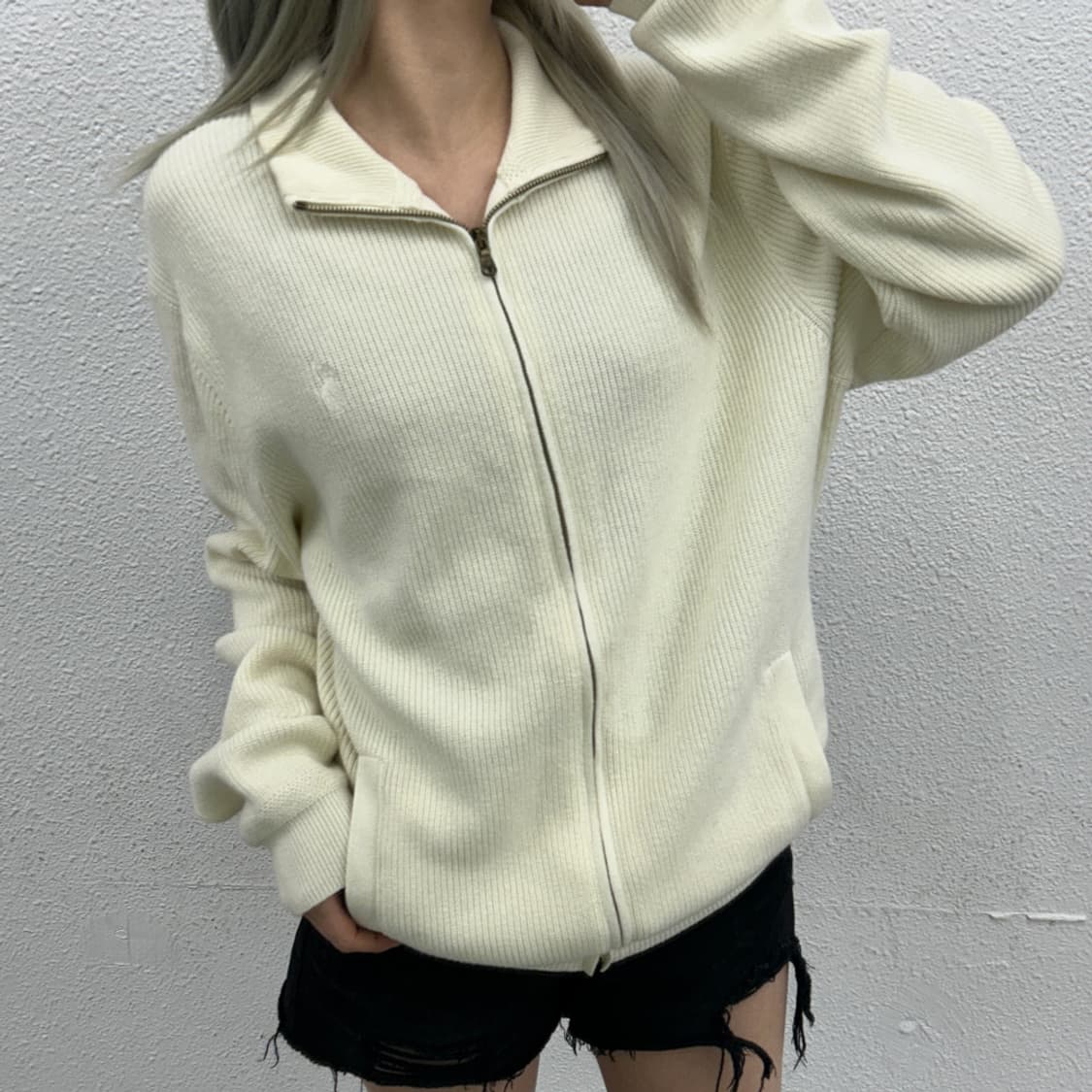 폴로 랄프로렌 화이트포니 화이트 니트 집업 XL 상품이미지1