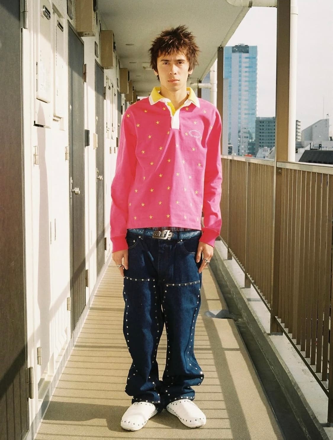 Afb 더블 폴로 티셔츠 핑크 L사이즈 상품이미지1