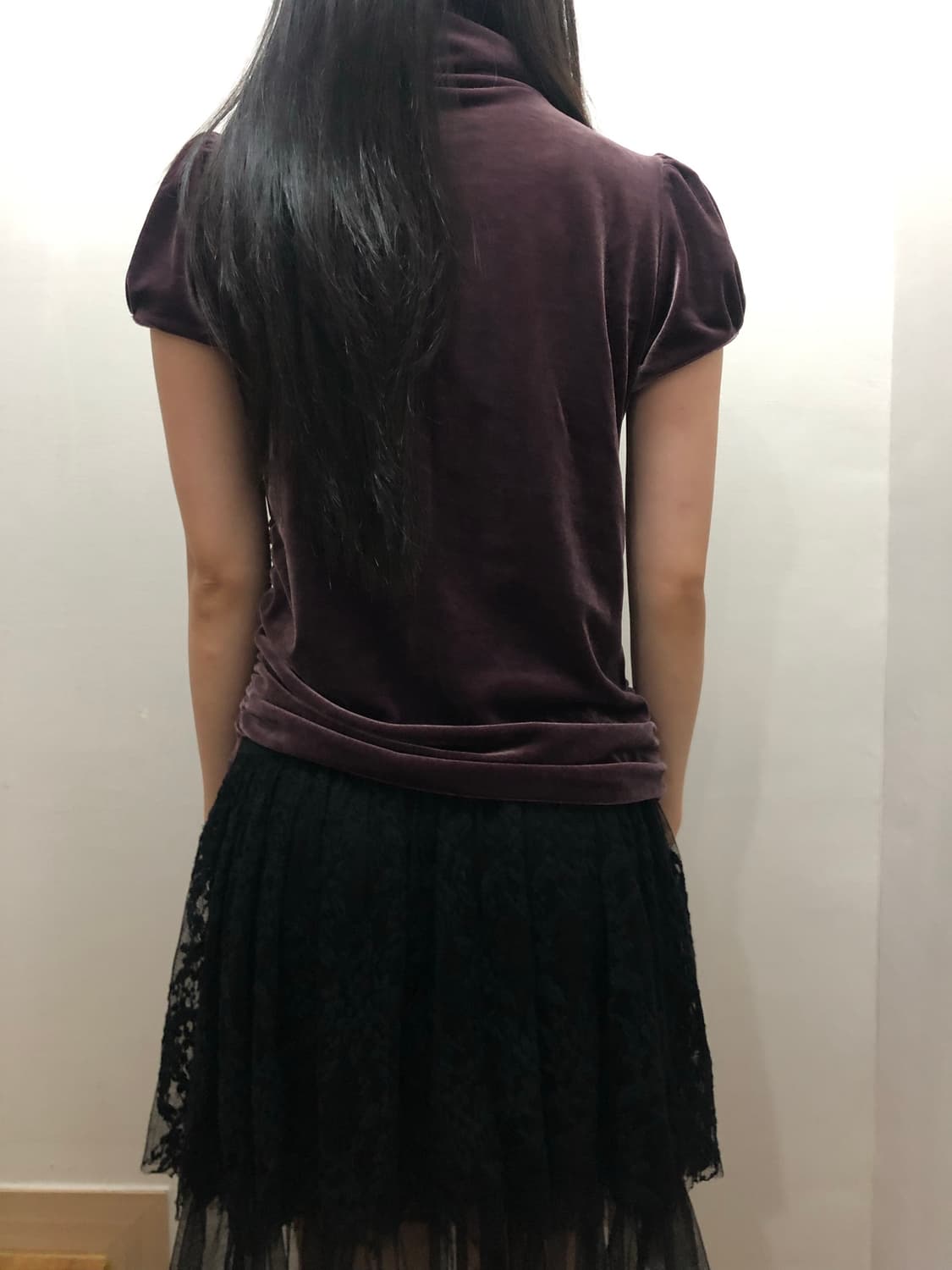 빈티지 바이올렛 셔링 벨벳 탑 상품이미지9