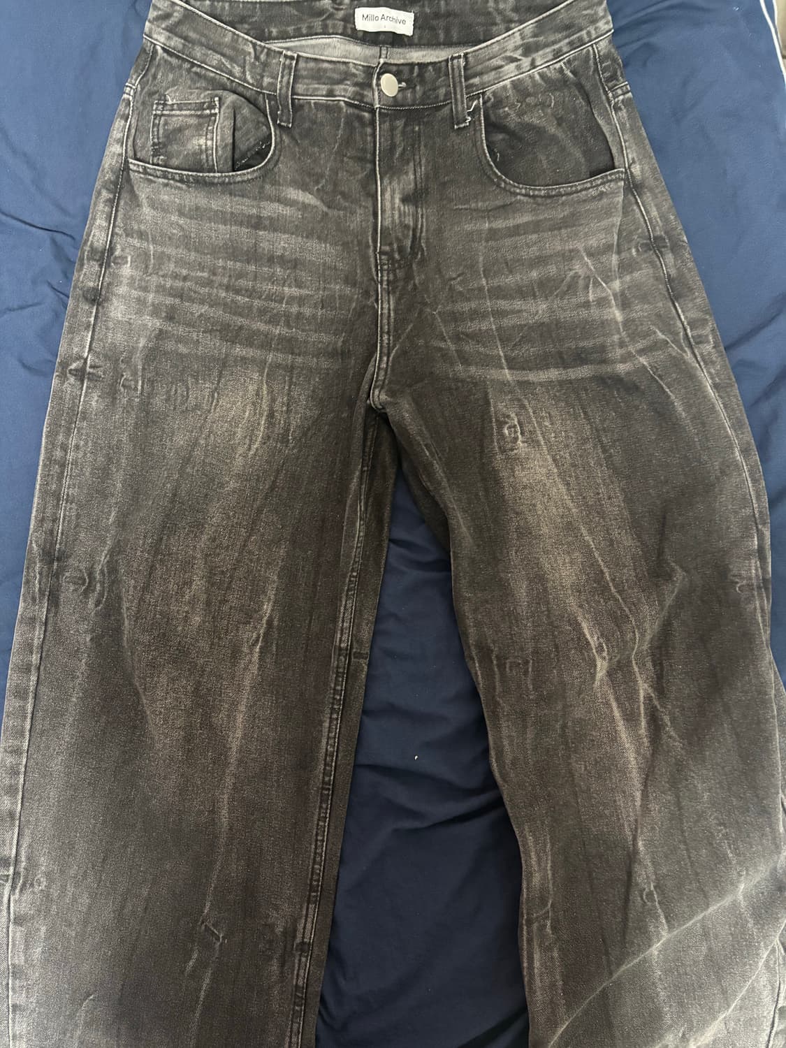 밀로아카이브 워시드 블랙 데님 팬츠 상품이미지2