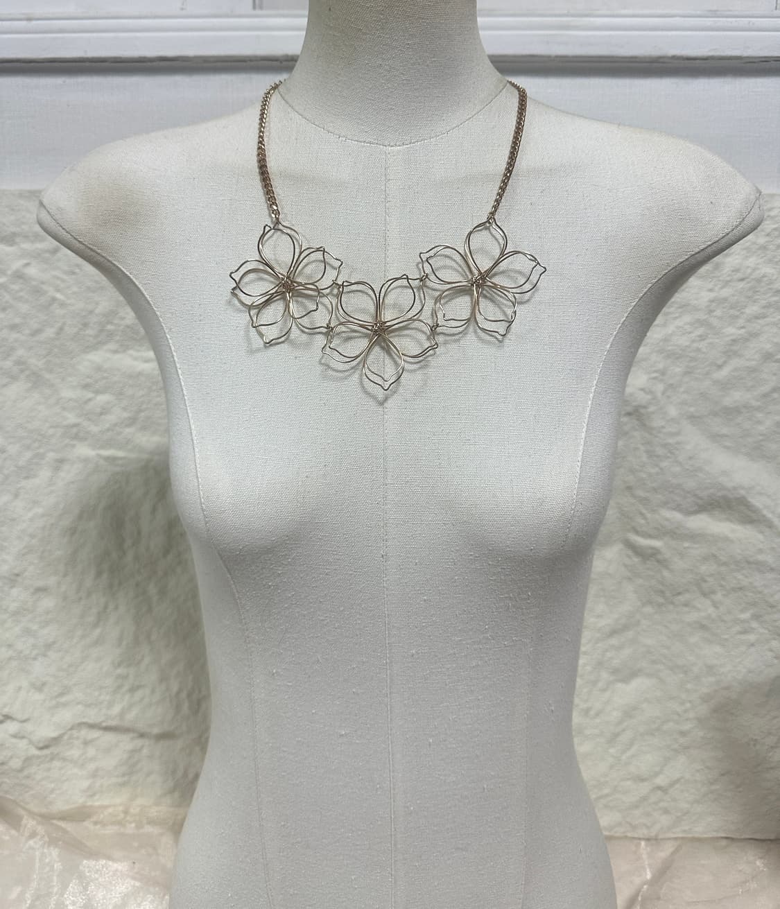 빈티지  와이어랩핑 플라워 쿠바체인 목걸이 상품이미지1