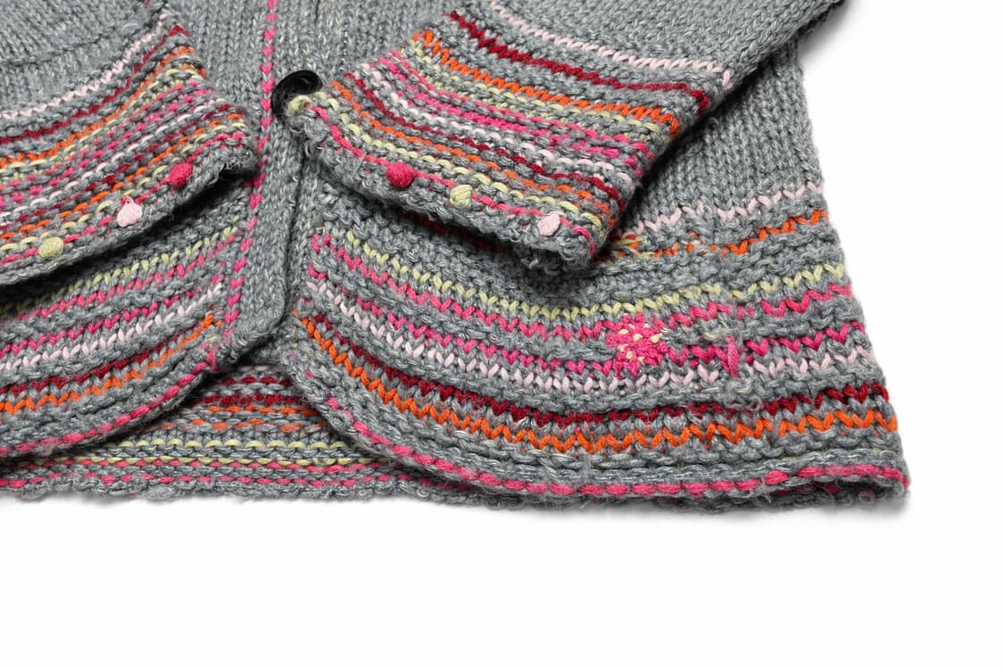 JPN 일본 모리걸 빈티지 플라워 자수 스트라이프 디테일 니트 가디건 상품이미지4