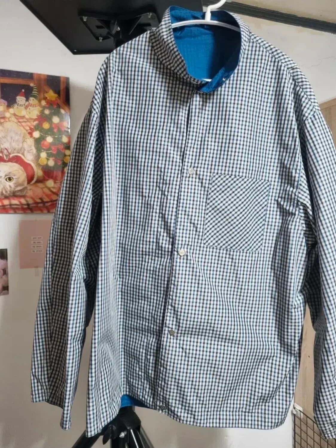 셔터 리버시블 하이넥 자켓 블루 M 상품이미지1