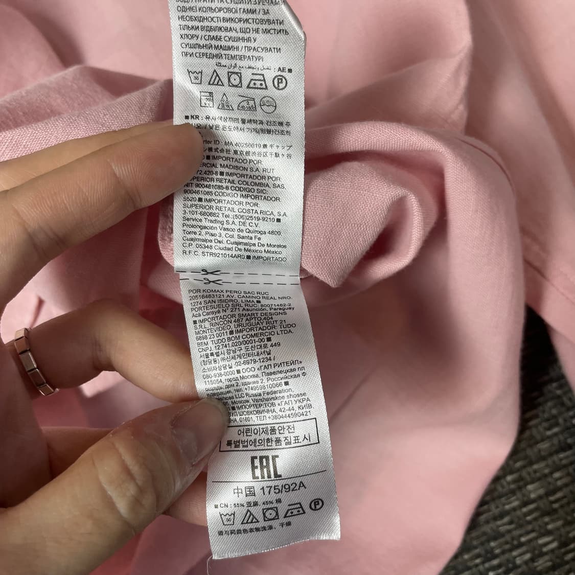 GAP 갭 스탠다드핏 린넨코튼 핑크 셔츠 S 상품이미지7