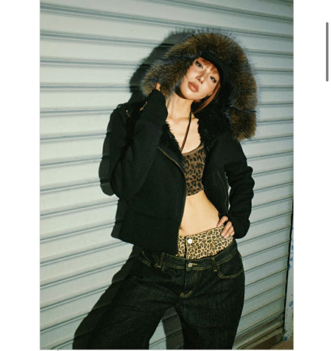 YOUNG STAGE 퍼 슬랜티드 후드 스웨트셔츠 집업 상품이미지8