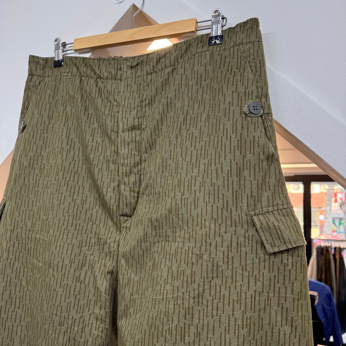 70s 빈티지 동독군 레인드랍 카모 방한 팬츠 (XL)   상품이미지3