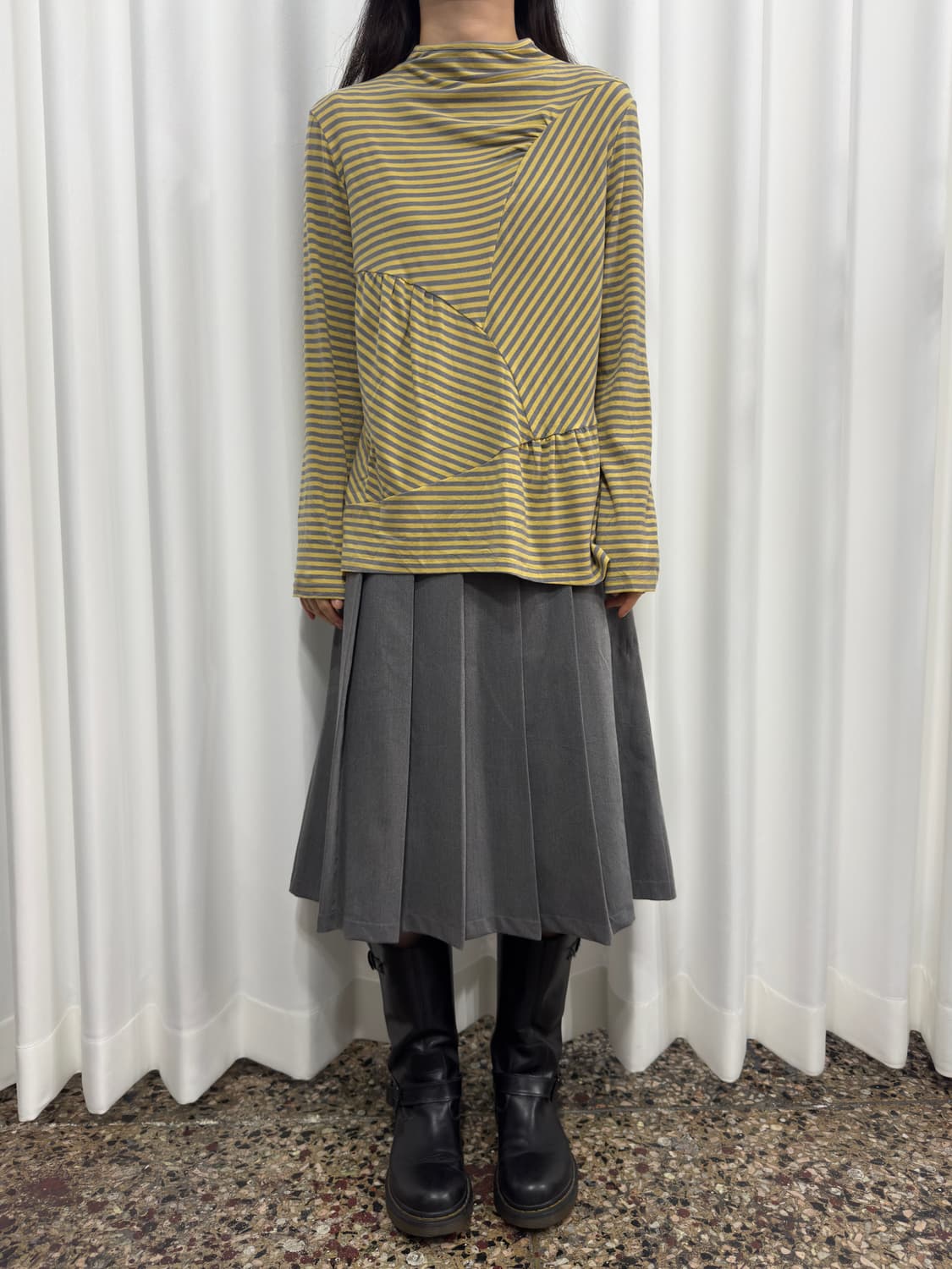 gray pleats midi skirt 상품이미지2