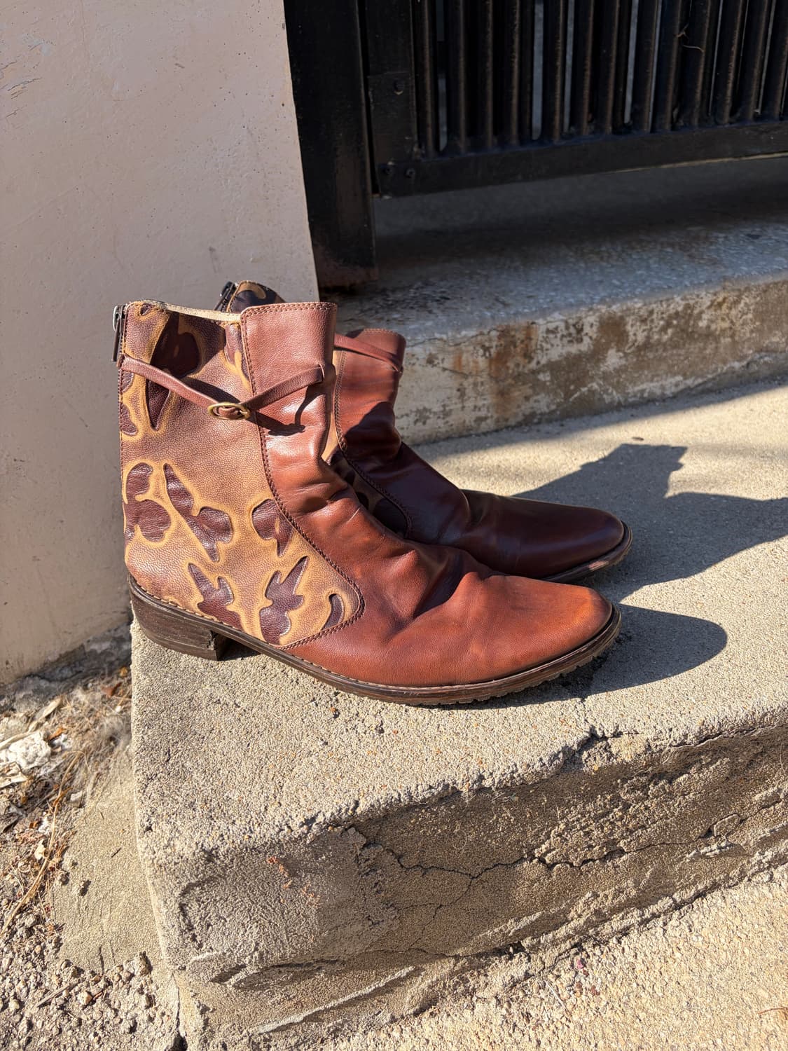 레더 카모 패턴 빈티지 앵클 부츠 상품이미지2