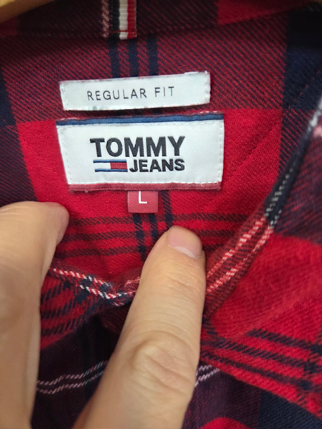 타미 진스 울 모직 체크 셔츠 긴팔 L 레귤러  상품이미지3