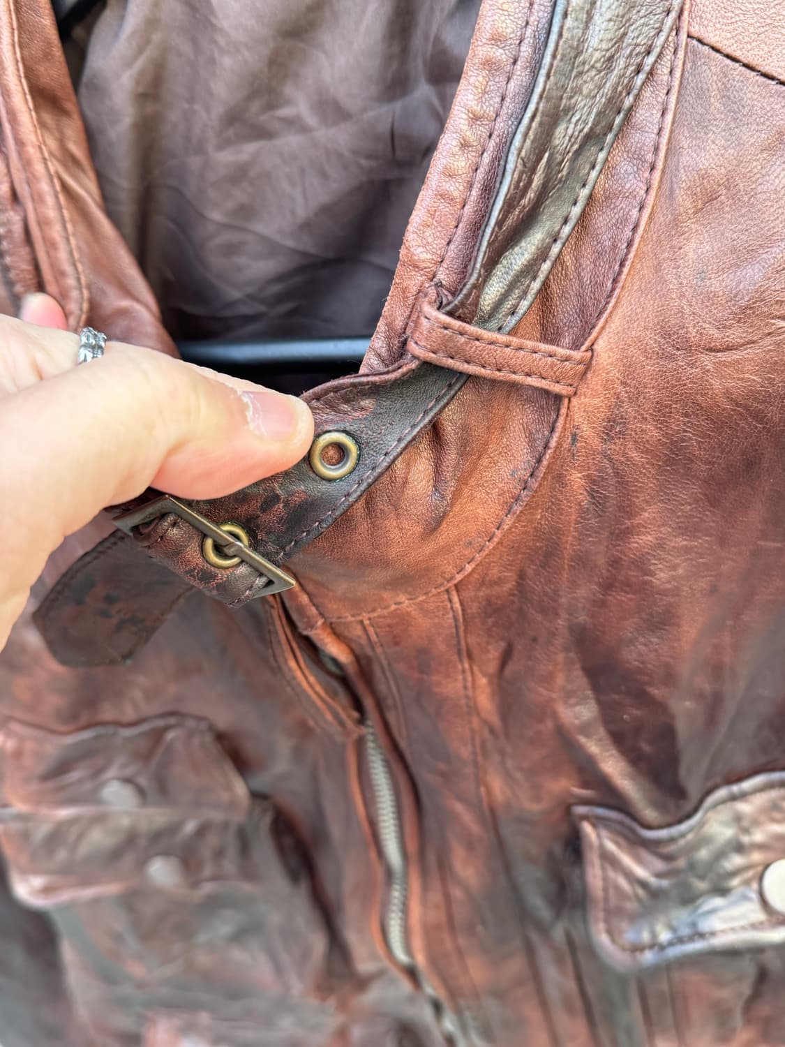 Leather 멀티포켓 디테일 라이더 가죽자켓 상품이미지5