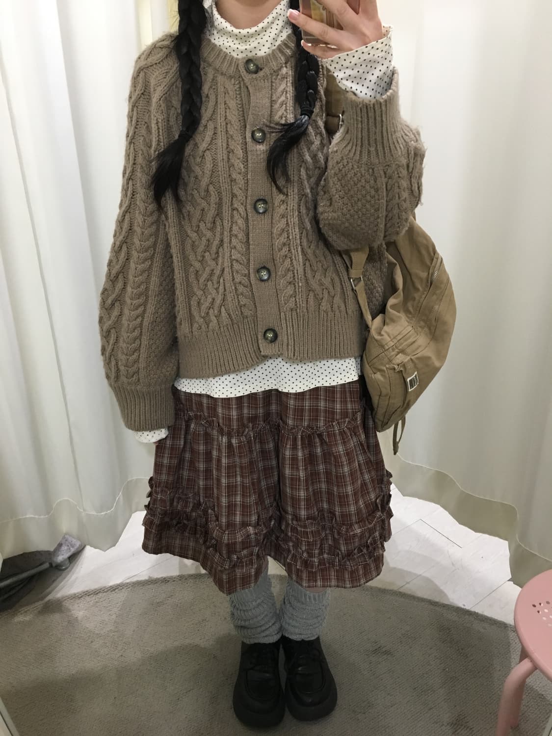 도트이너 + 꽈배기 폭닥 가디건 세트 상품이미지4