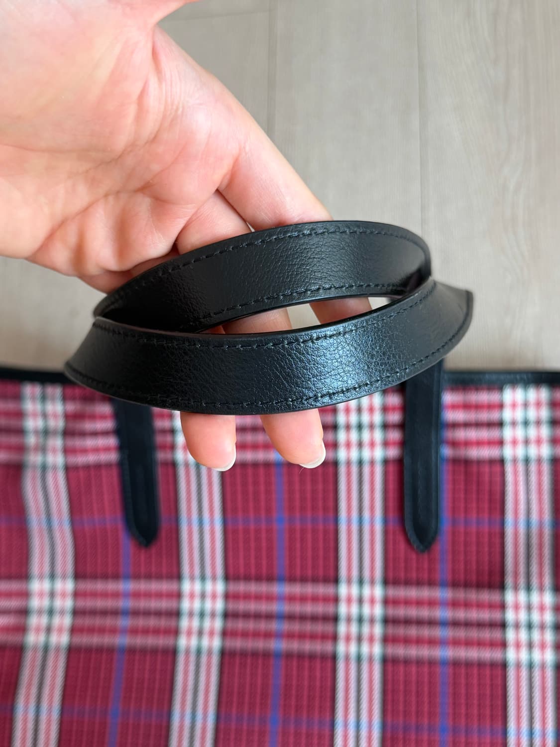 체크 패턴 토트백 상품이미지3