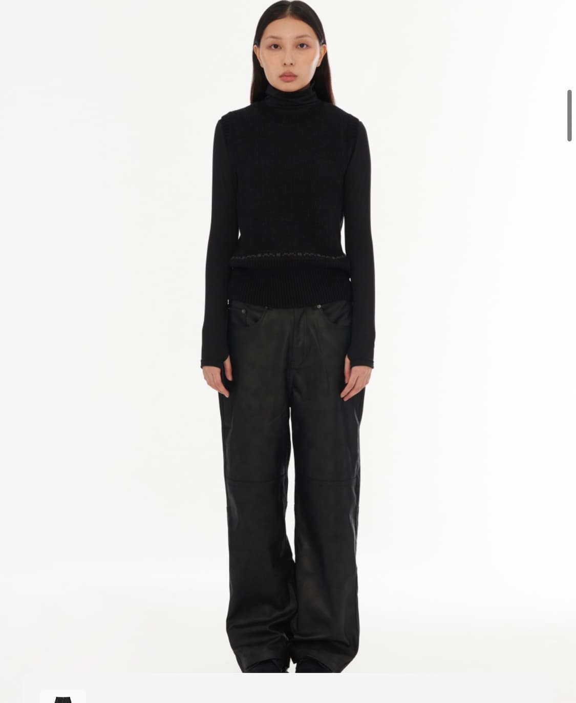 웰빙익스프레스 Washed Vegan Leather Pants Black 상품이미지1