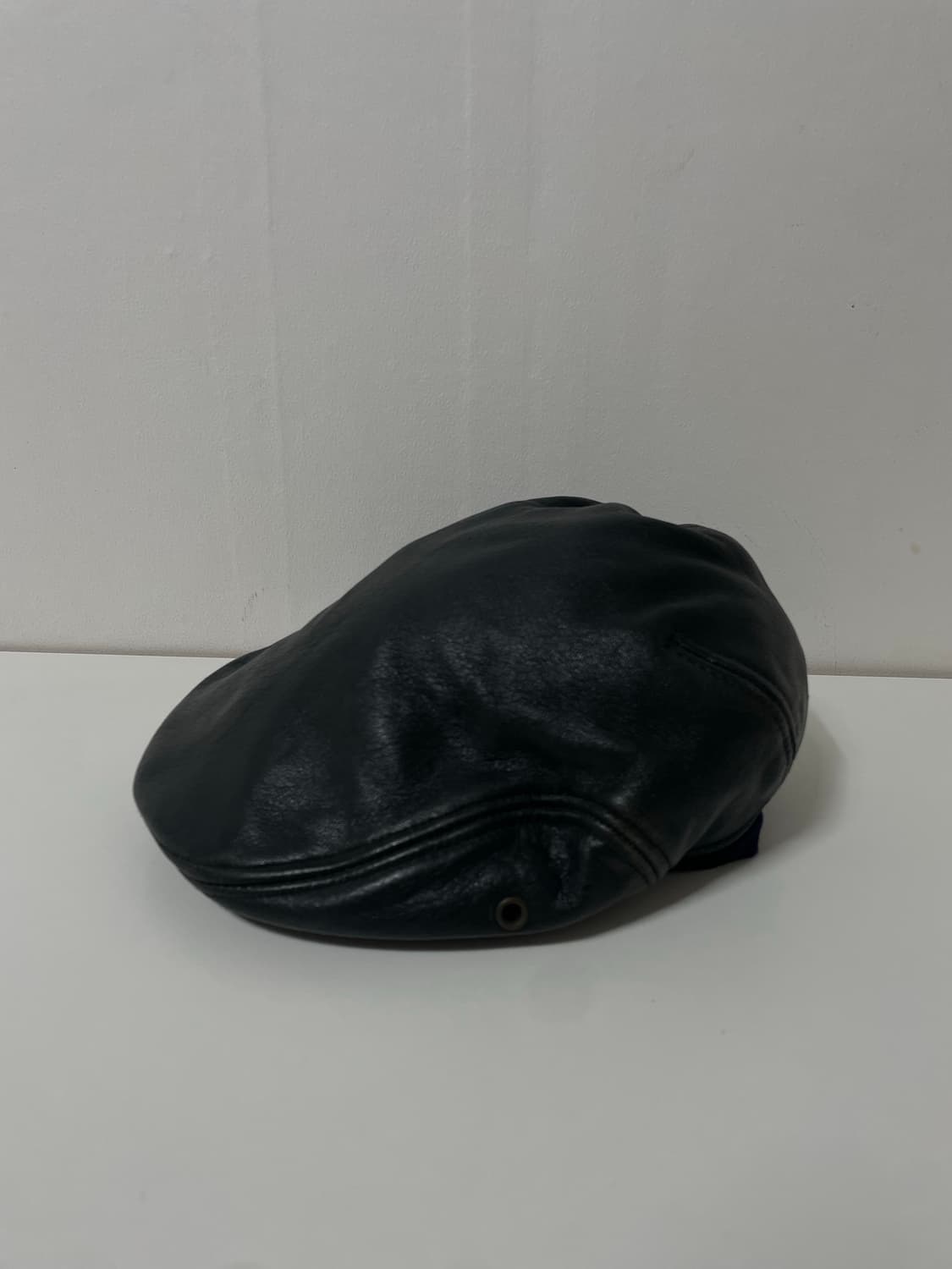 블랙 올드스쿨 레더 가죽 헌팅캡 모자 상품이미지2