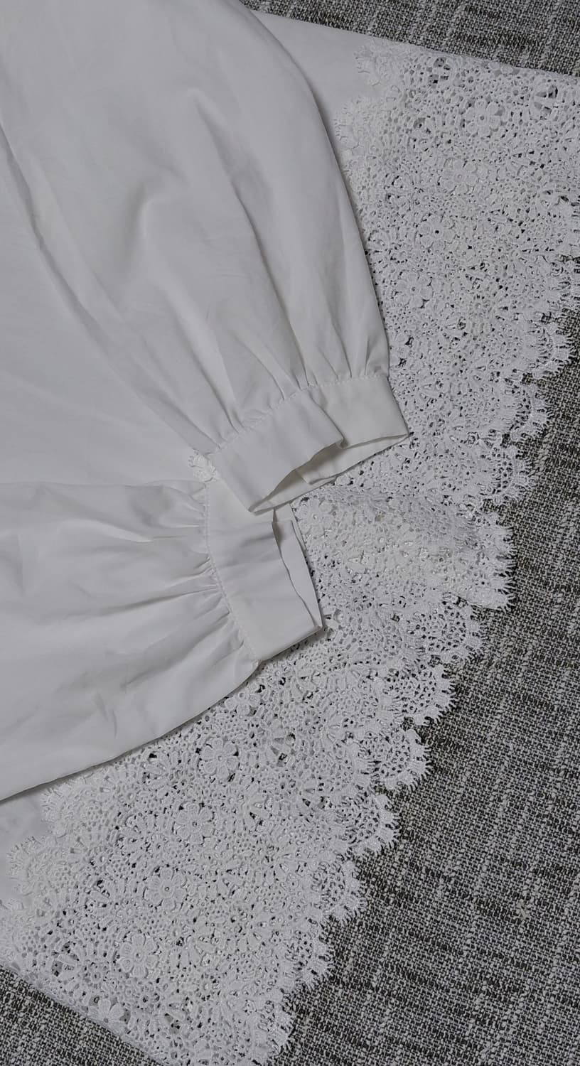 [M] ESSEME 에세메 자수 레이스 화이트 블라우스 상품이미지7