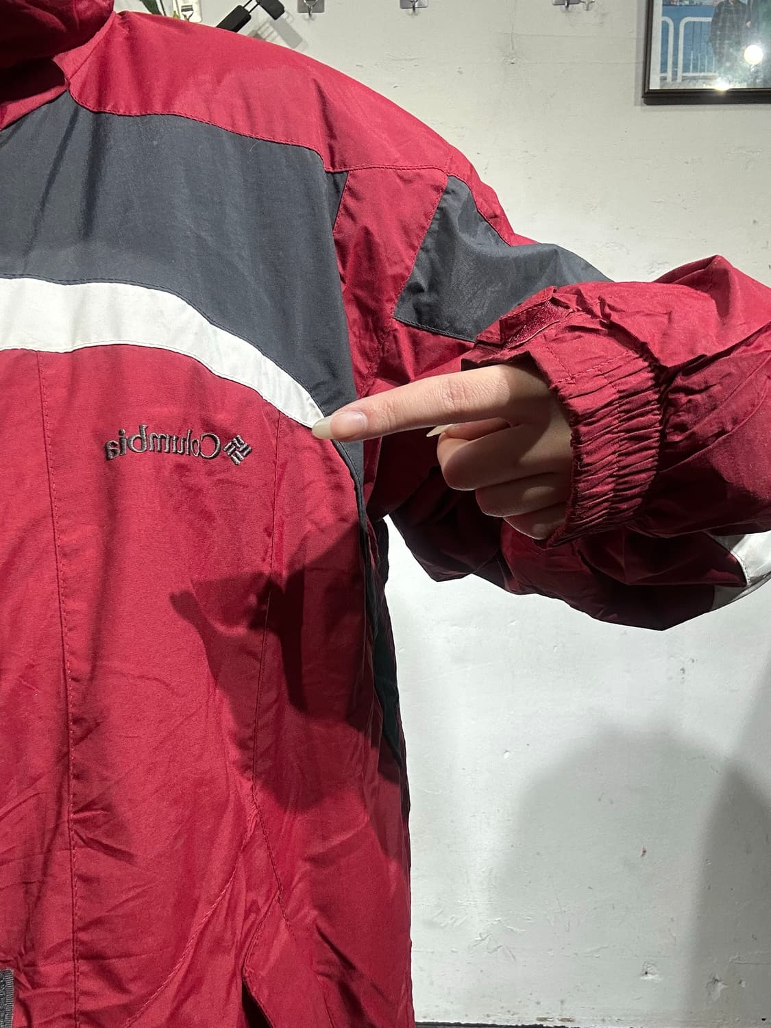 컬럼비아 버건디 바람막이 자켓 L 상품이미지4