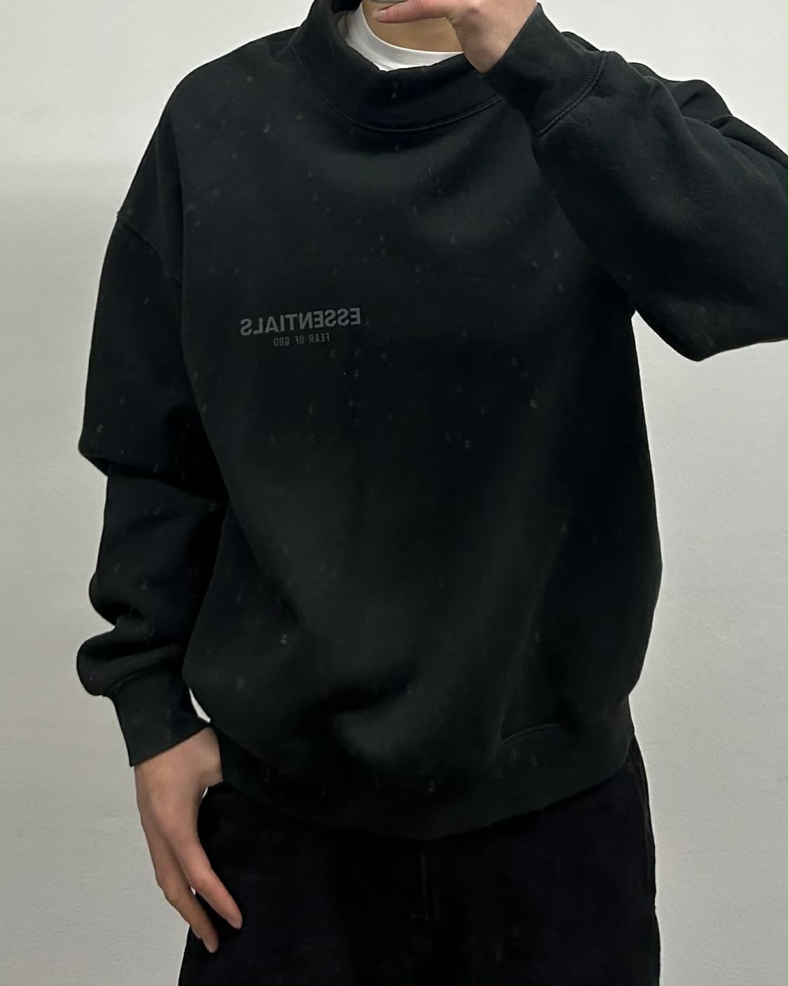 21SS 피어오브갓 에센셜 오버핏 모크넥 풀오버 블랙 맨투맨[M] 상품이미지1