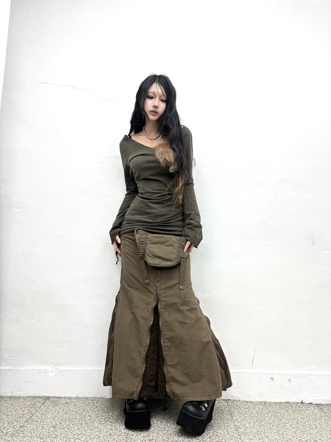 G.O.A fur patch shirring long sleeve   P 상품이미지7