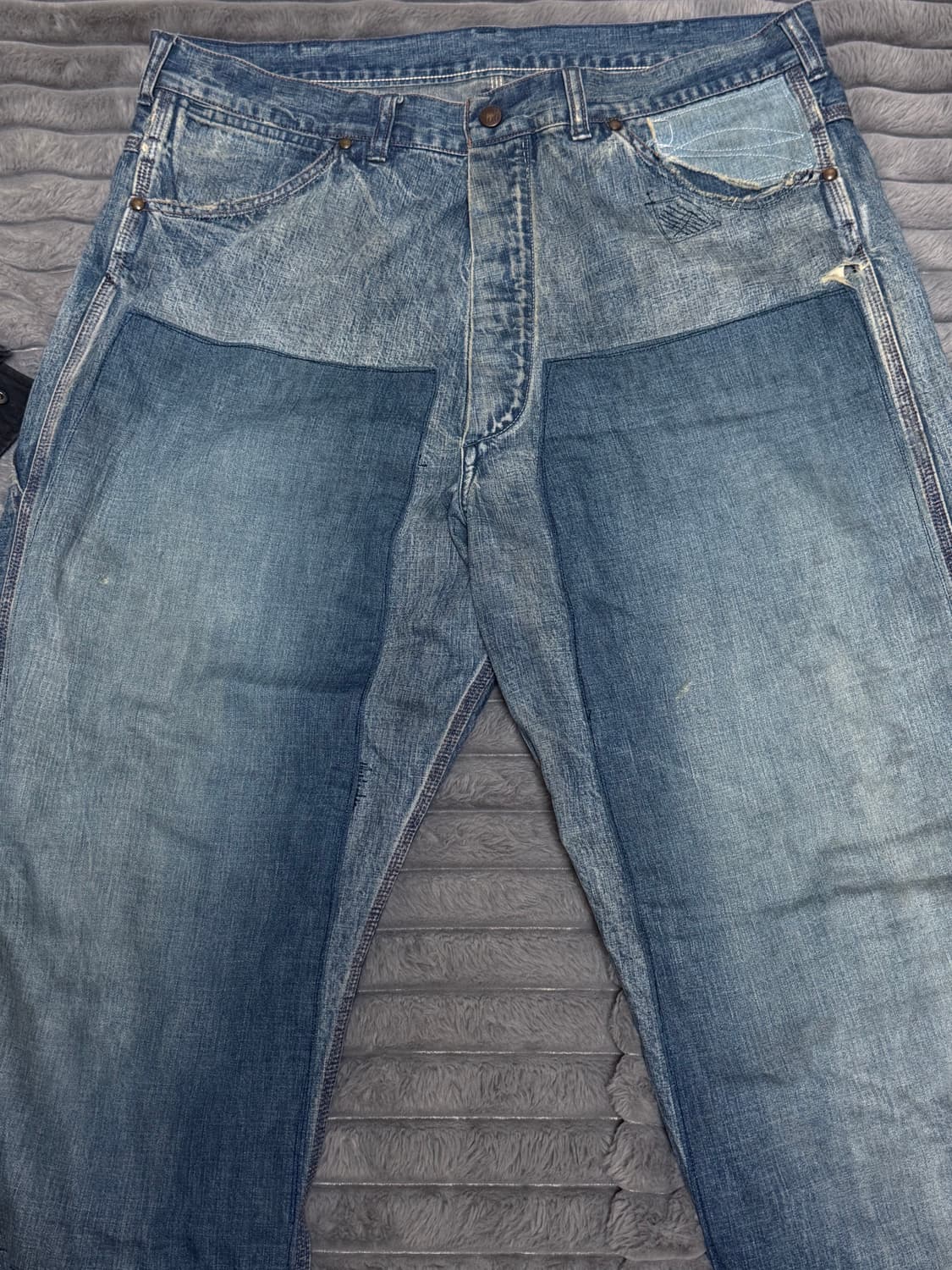 세인트미카엘 페인트 더블니 데님 XL사이즈 상품이미지1