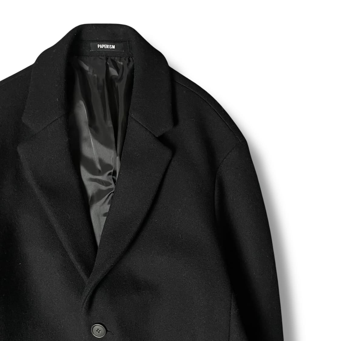 페이퍼리즘 울 혼방 블랙 체스터코트 M 상품이미지3