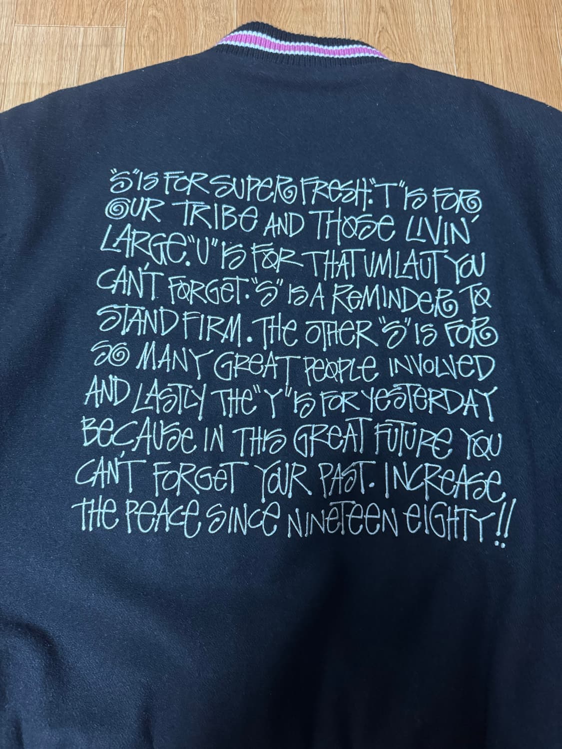 스투시 S 토크 멜튼 바시티 자켓 블랙 상품이미지1