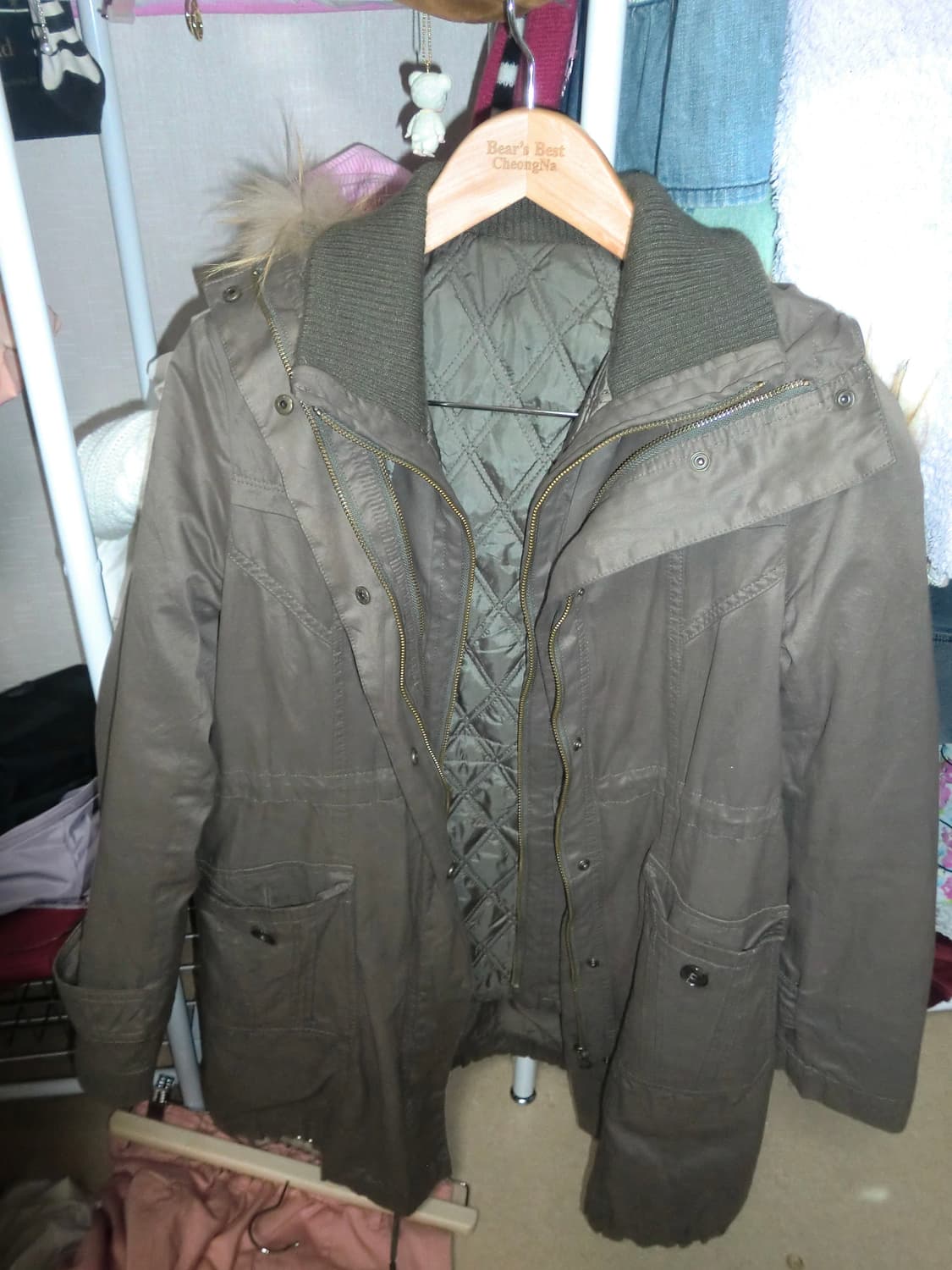 카키 털 야상 빈티지 모리걸 펑크 하구미  상품이미지1