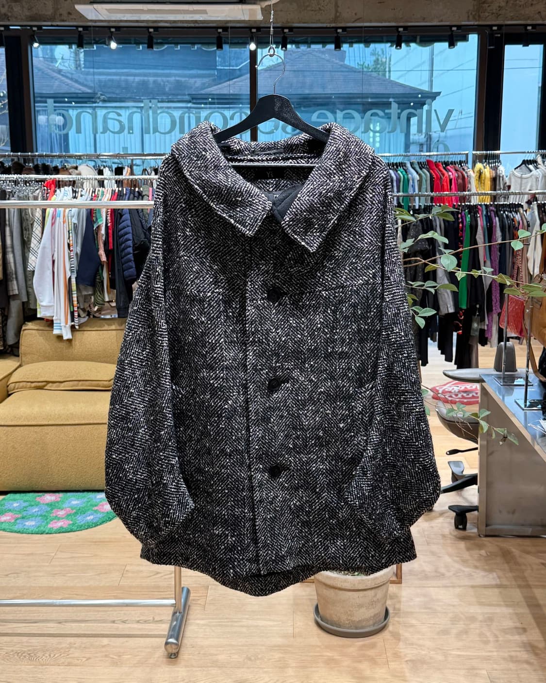 y’s 슬러브 얀 헤링본 미들 울 케이프 코트 상품이미지1