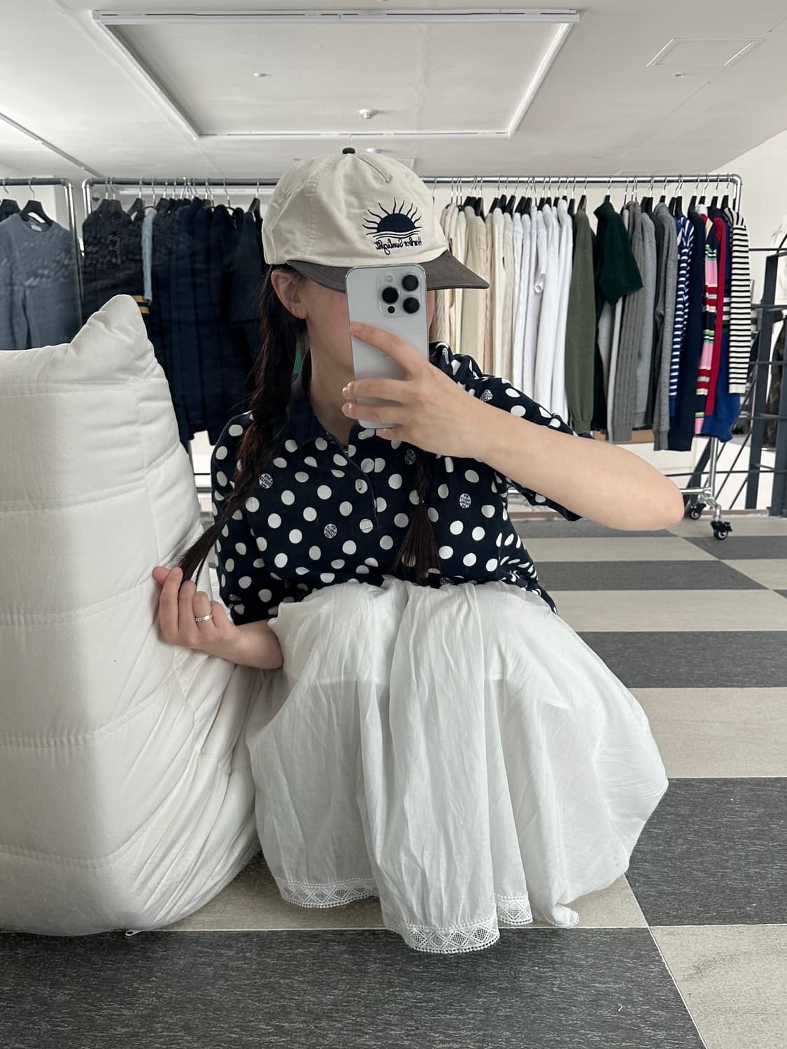 베이프 네이비 도트 카라티셔츠  상품이미지3