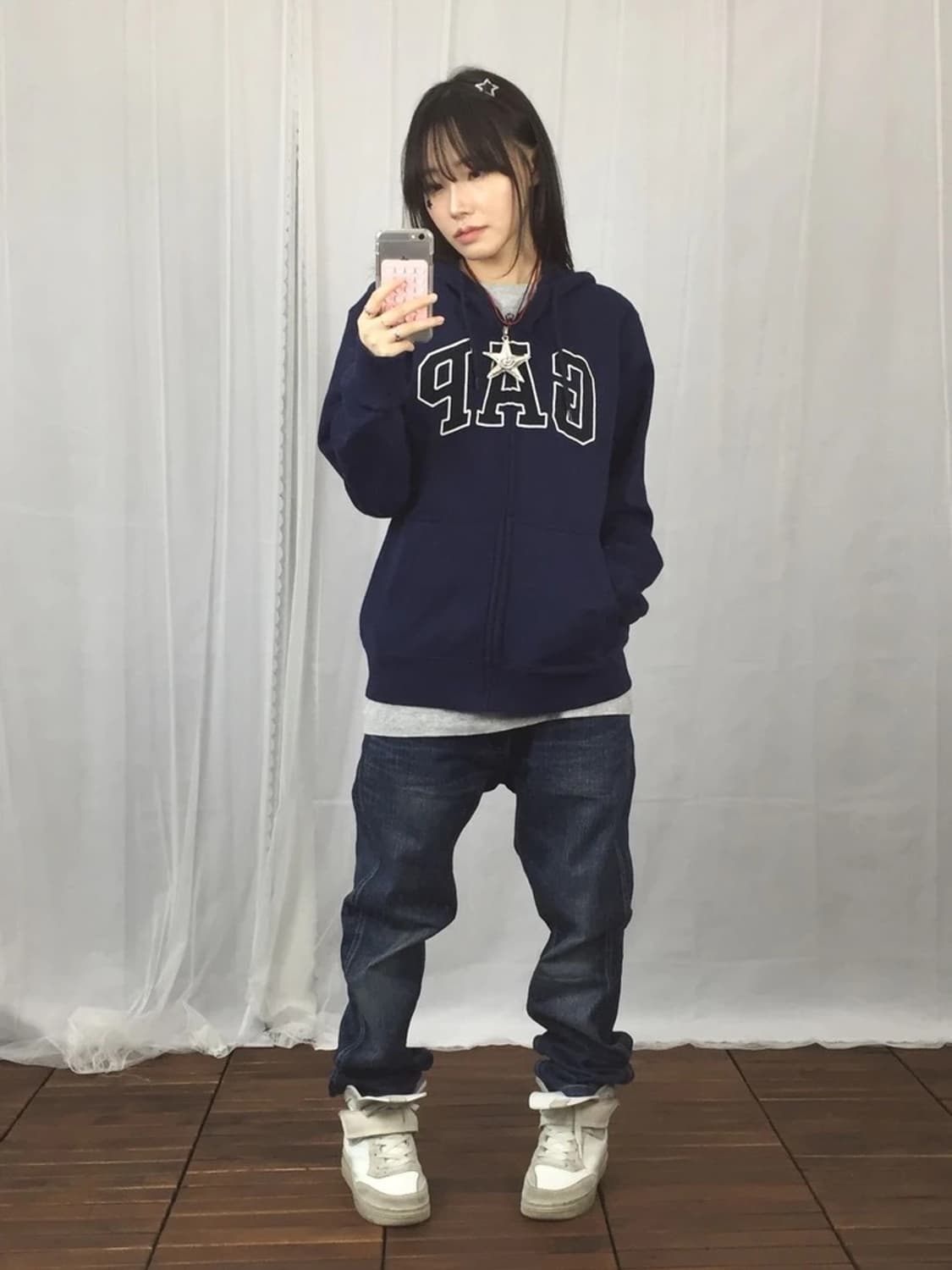 GAP Logo Zip Hoodie Navy 상품이미지2