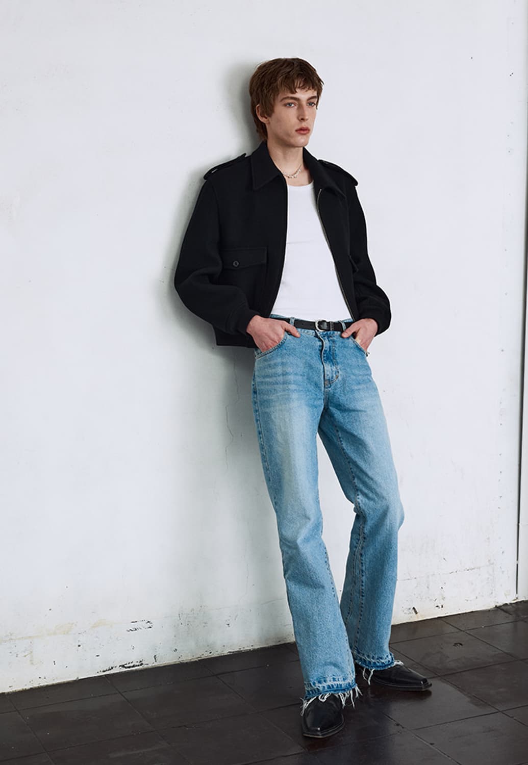 (XL)토니웩 펠티드 울 에폴렛 봄버 자켓 블랙 상품이미지6