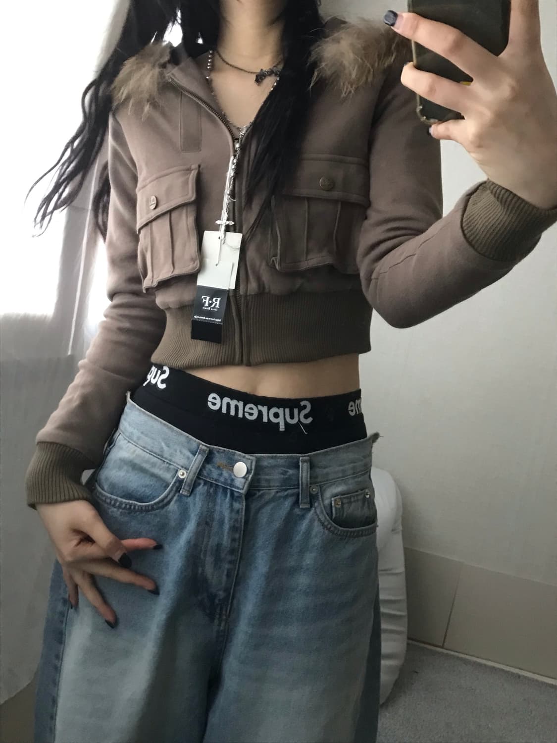 빈티지 브라운 울프죠 후드집업 상품이미지2