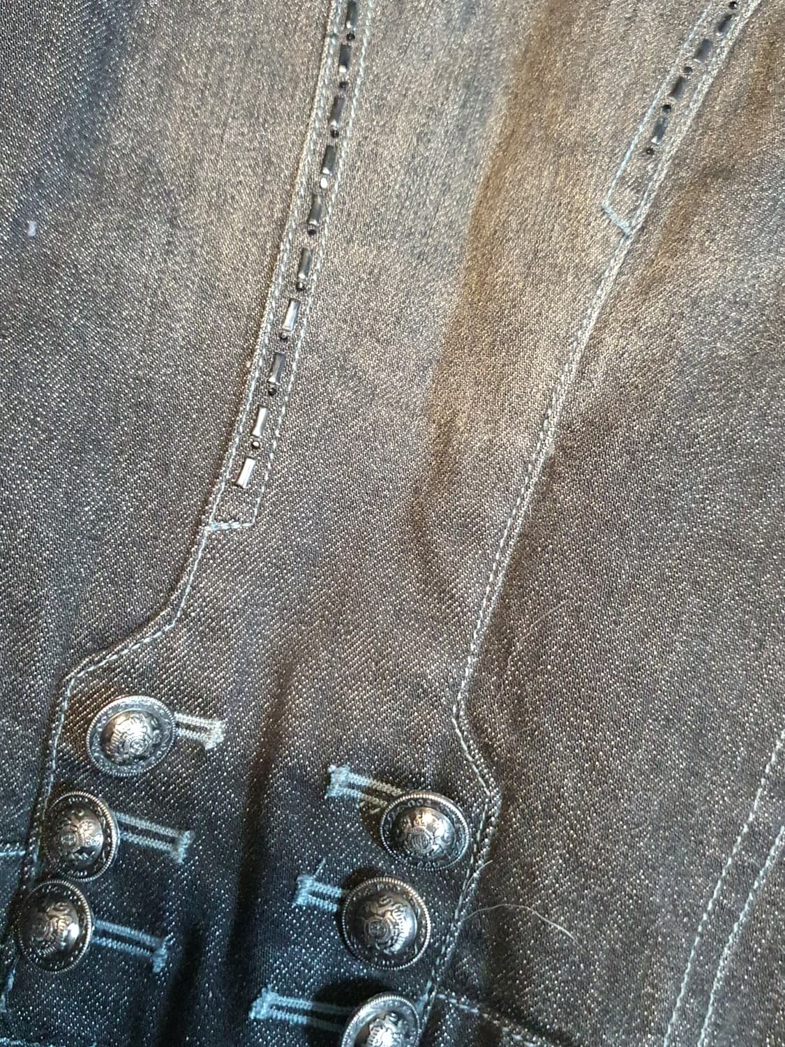 [갸루] 데님 퍼 자켓 조끼 상품이미지6