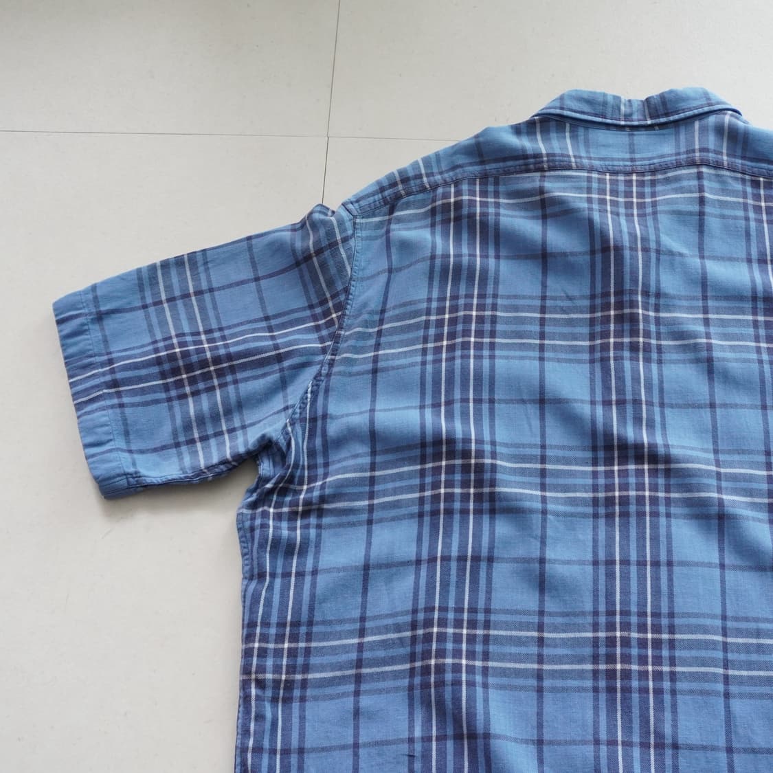 90s [XL] 폴로 랄프로렌 블루 체크 반팔 셔츠 상품이미지9