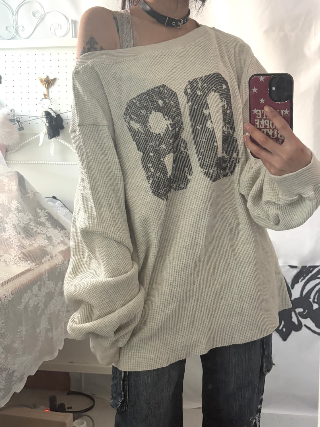 • Mysterious Hotel Waffle Off-Shoulder S 상품이미지4