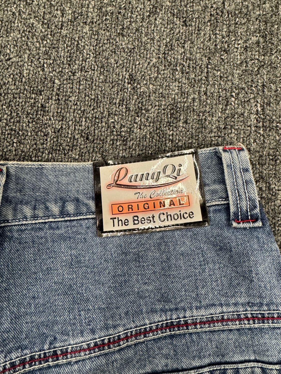 XL) Lang QI 빈티지 y2k 올드스쿨 데님 더블니 워크팬츠 상품이미지7