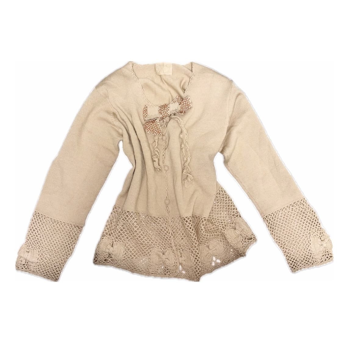 빈티지 리본 니트 가디건 라떼갸루 히메갸루 오네갸루 로걀 모리 크루빈티지 상품이미지1