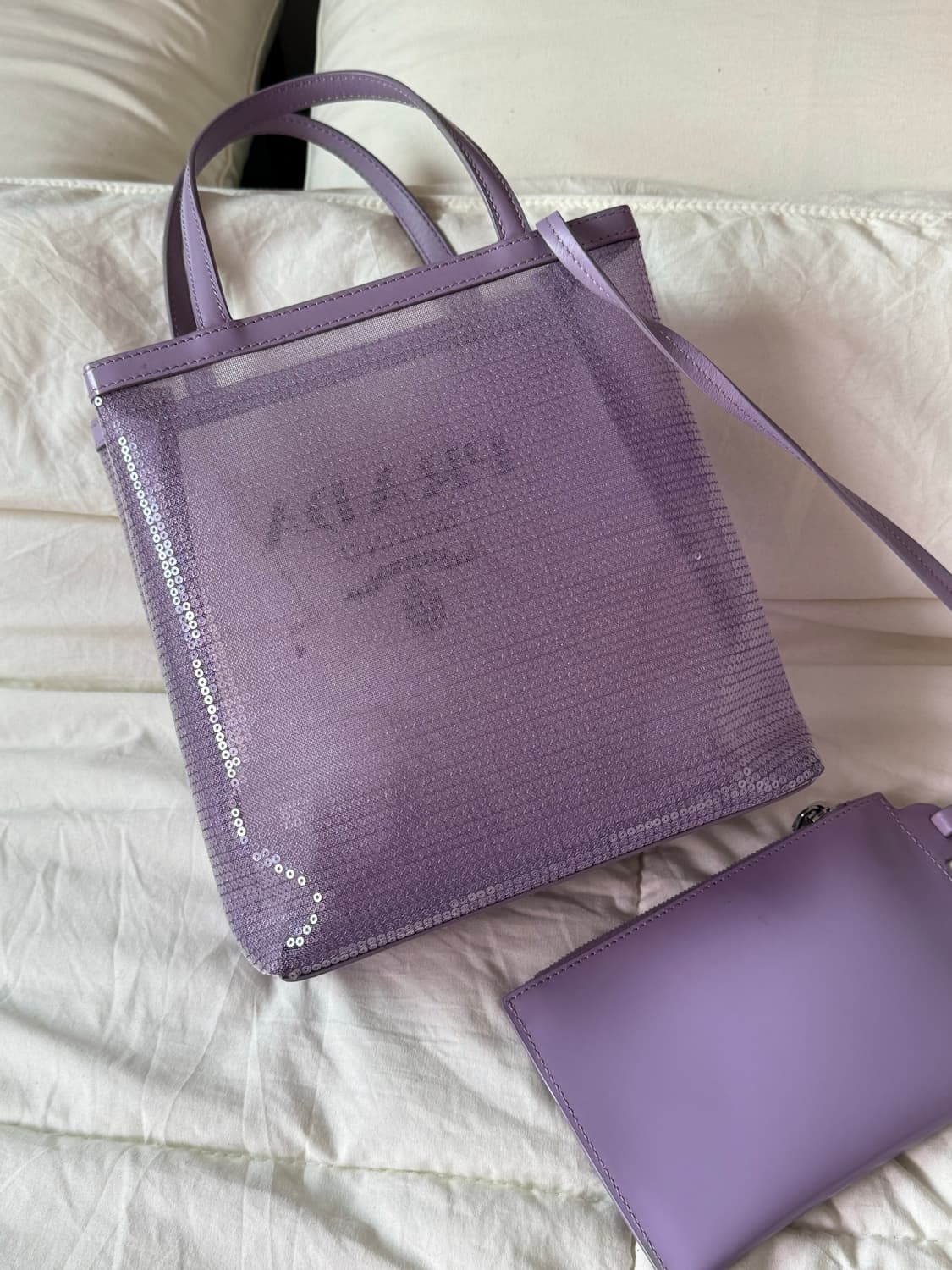 정품 프라다 스몰 시퀸드 메쉬 토트백 상품이미지3