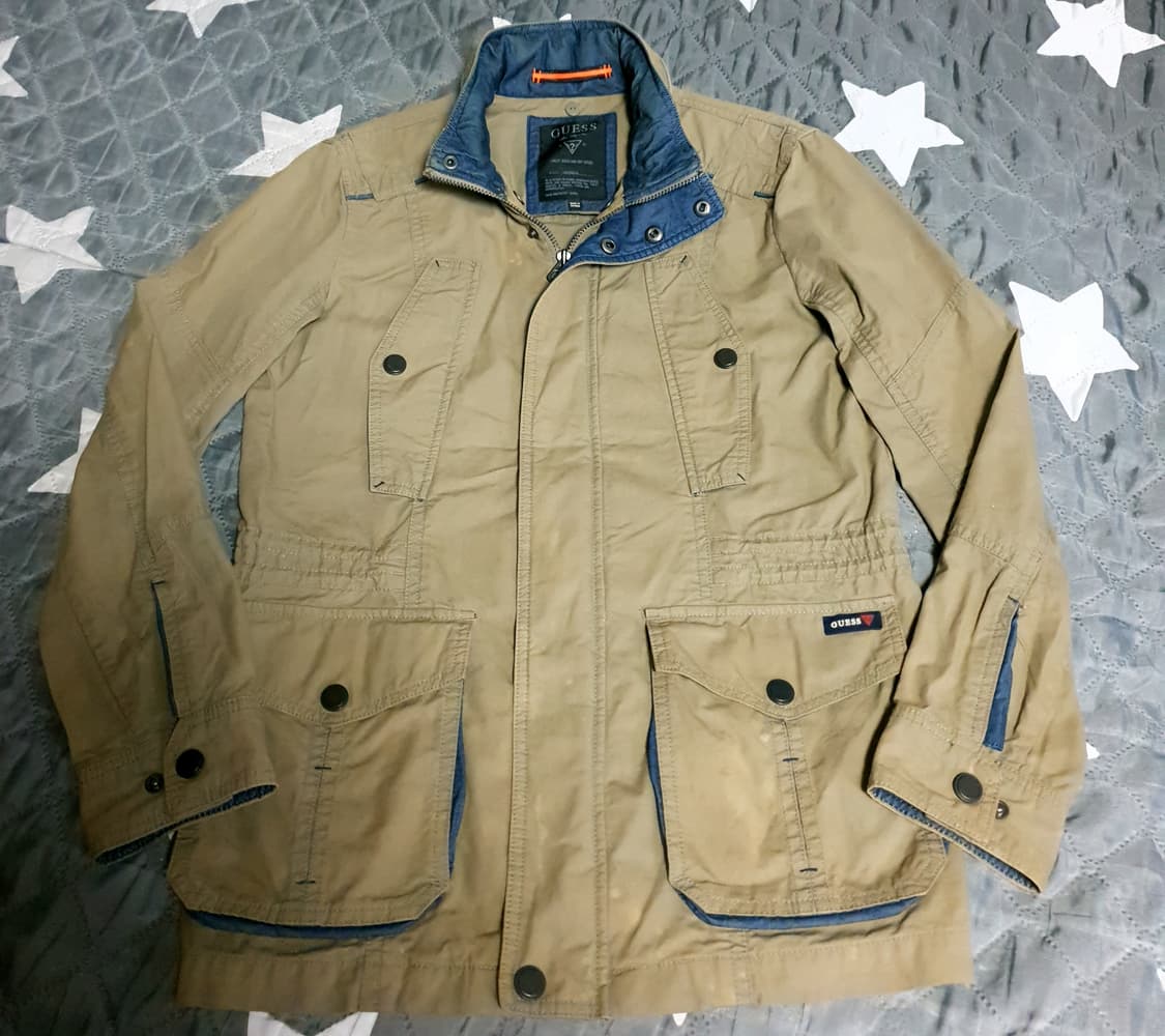 게스 클래식  데님배색 필드 야상 워커 자켓 카키 (M) 상품이미지1