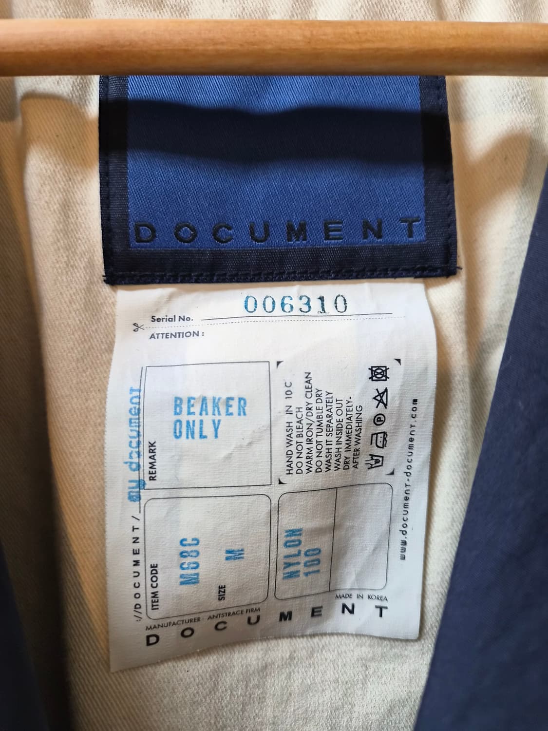 DOCUMENT(도큐먼트) 나일론 싱글코트 M 상품이미지4