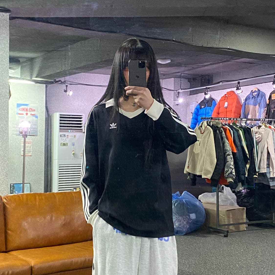 아디다스 삼선 사틴 롱슬리브 티셔츠 B4296 상품이미지1