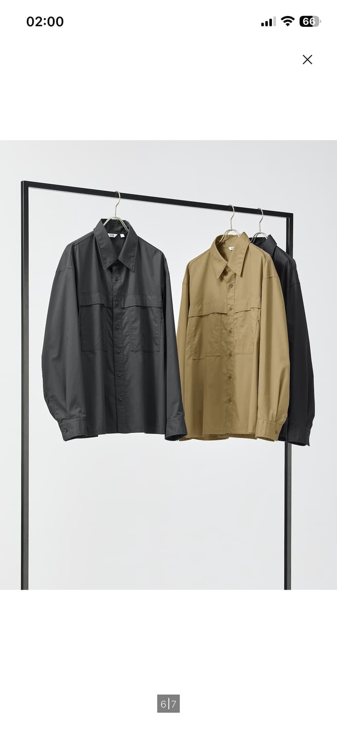 유니클로 포켓 셔츠 카키 상품이미지1